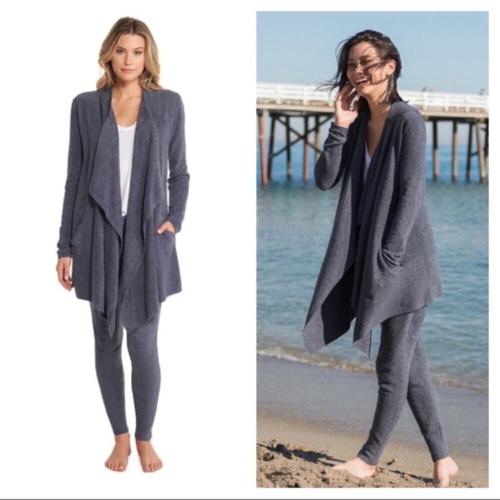 Barefoot Dreams CozyChic Lite Island Wrap Open Front Cardigan Blue 903 Size S/M